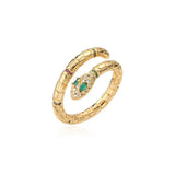 Fashion Gold Color Snake Ring with Sparkling CZ - Adjustable Size, Exquisite Design - snake - label