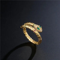 Fashion Gold Color Snake Ring with Sparkling CZ - Adjustable Size, Exquisite Design - snake - label