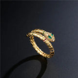 Fashion Gold Color Snake Ring with Sparkling CZ - Adjustable Size, Exquisite Design - snake - label