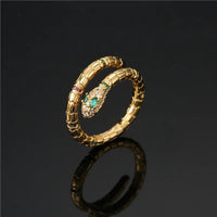 Fashion Gold Color Snake Ring with Sparkling CZ - Adjustable Size, Exquisite Design snake - label