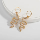 Female Snake Earring - Serpentine Design with Gold - Plated Gemstones snake - label