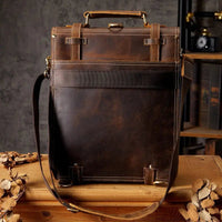 First Layer Cowhide Backpack with Laptop Compartment - Premium Leather 13" - 40cm x 30cm x 10cm snake - label