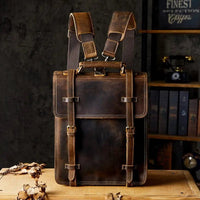 First Layer Cowhide Backpack with Laptop Compartment - Premium Leather 13" - 40cm x 30cm x 10cm snake - label