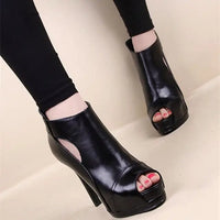 Fish Mouth High Heels - Stylish 10cm Stiletto Heels with Waterproof Platform snake - label