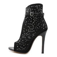 Fishbill Rhinestone Heels: Suede High Heel Pumps, Black, Sizes 35 - 43 snake - label