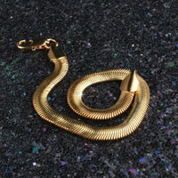 Flat Snake Bracelet with Diamond - Shaped Design & Copper Finish snake - label