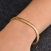 Flat Snake Bracelet with Diamond - Shaped Design & Copper Finish snake - label