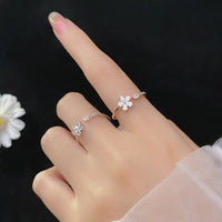 Flower Korean Ring with S925 Silver & Flower Accents snake - label