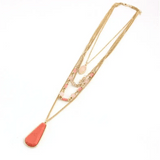 Four - Layer Necklace with Pink Crystal Beads & Geometric Design snake - label