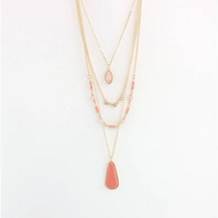 Four - Layer Necklace with Pink Crystal Beads & Geometric Design snake - label