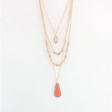 Four - Layer Necklace with Pink Crystal Beads & Geometric Design snake - label