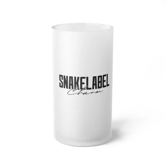 Frosted Glass Beer Mug with 16oz Capacity & Frosted Glass Material snake - label