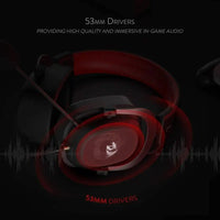 Gaming Headset Eats Earphones: 50mm Speaker, Memory Foam Padding & 2m Braided Wire snake - label