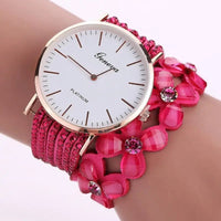 Geneva Flowers Quartz Bracelet: Quartz Movement, 3.5 CM Diameter, 40CM Strap snake - label