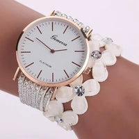 Geneva Flowers Quartz Bracelet: Quartz Movement, 3.5 CM Diameter, 40CM Strap snake - label