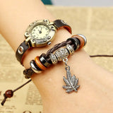 Genuine Leather Bracelet Watch with Antique Style & Electronic Movement snake - label