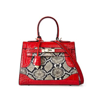 Genuine Snake Platinum Bag - First - Layer Cowhide and Polyester Lined Luxury - snake - label