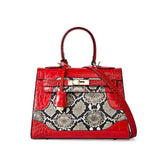 Genuine Snake Platinum Bag - First - Layer Cowhide and Polyester Lined Luxury snake - label