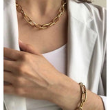 Gold Metal Necklace with Silver and Gold - plated Alloy Chain snake - label