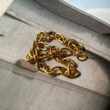 Gold Metal Necklace with Silver and Gold - plated Alloy Chain snake - label