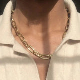 Gold Metal Necklace with Silver and Gold - plated Alloy Chain snake - label