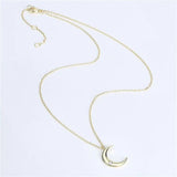 Golden Zircon Moon Pendant Crescent Necklace - 14K Gold Plated snake - label