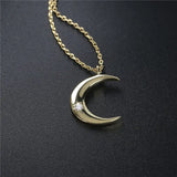 Golden Zircon Moon Pendant Crescent Necklace - 14K Gold Plated snake - label