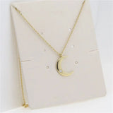 Golden Zircon Moon Pendant Crescent Necklace - 14K Gold Plated snake - label