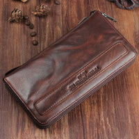 Handmade Leather Wallet for Men - Premium Sheepskin, Zipper Closure & 3 Color Options - snake - label