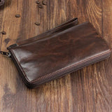 Handmade Leather Wallet for Men - Premium Sheepskin, Zipper Closure & 3 Color Options snake - label