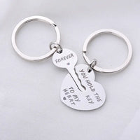 Heart - Shaped Keychain with Trendy Letter Designs - Stainless Steel - Individual Packing snake - label