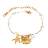 Holiday Shell Starfish Bracelet with Stainless Steel Design snake - label