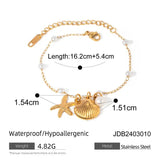 Holiday Shell Starfish Bracelet with Stainless Steel Design snake - label