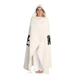 Hooded Sherpa Fleece Blanket with Cream Sherpa Hood - 100% Polyester, 70.5" x 52 Dimensions snake - label