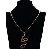 Inlaid Zircon Snake Pendant with Dazzling Zircon Stones - snake - label