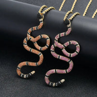 Inlaid Zircon Snake Pendant with Dazzling Zircon Stones - snake - label