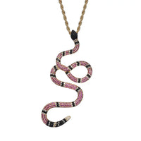 Inlaid Zircon Snake Pendant with Dazzling Zircon Stones - snake - label