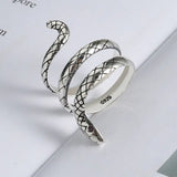 Japanese And Korean Antique Snake Ring, Small Snake Winding Ring, Adjustable Opening - snake - label