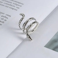 Japanese And Korean Antique Snake Ring, Small Snake Winding Ring, Adjustable Opening - snake - label