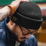 Knitted Melon Warm Beanie with Adjustable Size & Unique Patch Details - Stay Stylish & Cozy with Dual - Use Design snake - label