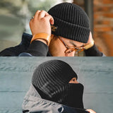 Knitted Melon Warm Beanie with Adjustable Size & Unique Patch Details - Stay Stylish & Cozy with Dual - Use Design snake - label