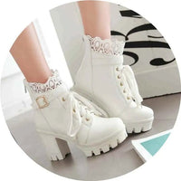 Lace - Up Martens Boots Heels with Hollow Design, 5 - 8cm Heels snake - label