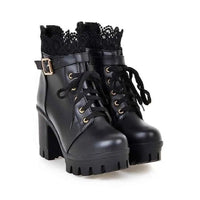 Lace - Up Martens Boots Heels with Hollow Design, 5 - 8cm Heels snake - label