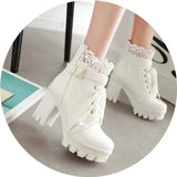 Lace - Up Martens Boots Heels with Hollow Design, 5 - 8cm Heels snake - label