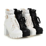 Lace - Up Martens Boots Heels with Hollow Design, 5 - 8cm Heels snake - label