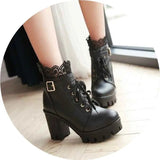 Lace - Up Martens Boots Heels with Hollow Design, 5 - 8cm Heels snake - label