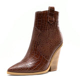 Ladies Fashion Catwalk Snake - print Stone - print Boots snake - label