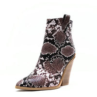 Ladies Fashion Catwalk Snake - print Stone - print Boots snake - label