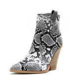 Ladies Fashion Catwalk Snake - print Stone - print Boots snake - label