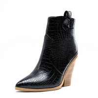 Ladies Fashion Catwalk Snake - print Stone - print Boots snake - label